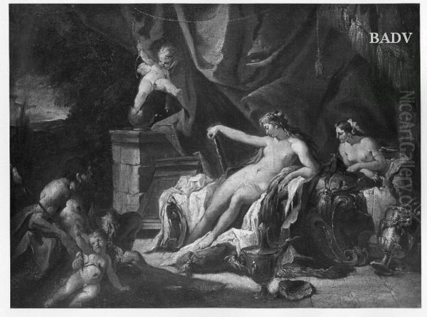 Arkadische Szene mit ruhender Venus und Putten (Herkules und Omphale) Oil Painting by Gaspare Diziani