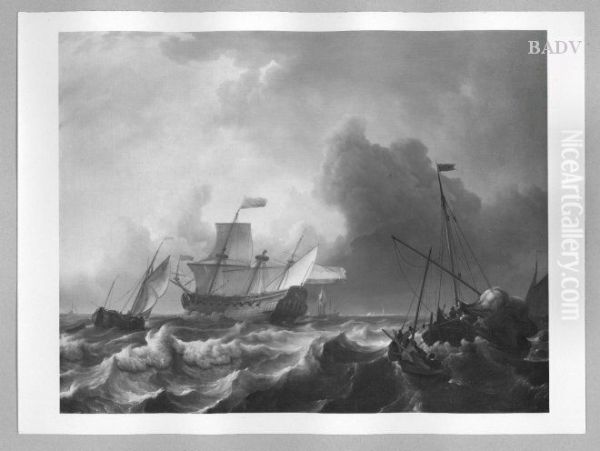 Seascape with rough sea Oil Painting by Ludolf Bakhuizen