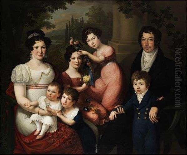 Gruppenportrait Der In Italien Ansassigen Familie Di Borbone-spagna Oil Painting by Giuseppe Cammarano