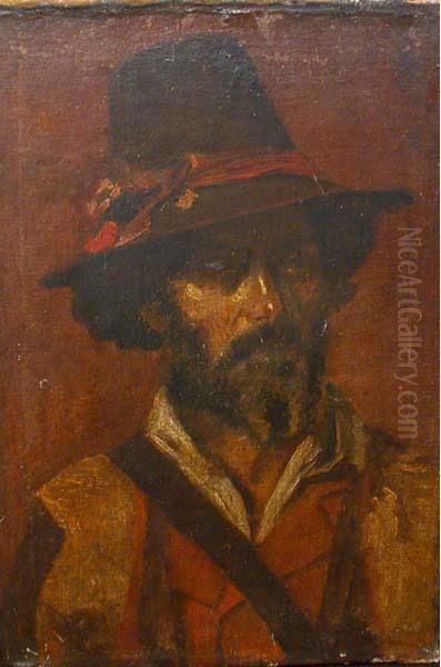 Uomo Con
Cappello O Brigante Oil Painting by Michele Cammarano