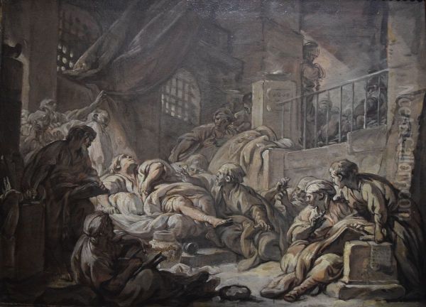 La Mort de Socrate (esquisse) Oil Painting by Francois Boucher