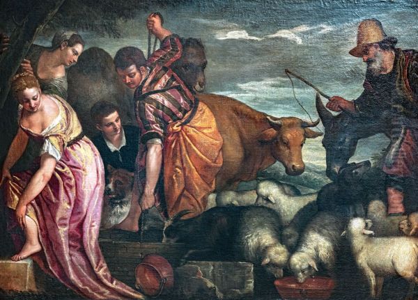 Scene champetre ou Rebeca a la fontaine Oil Painting by Paolo Veronese