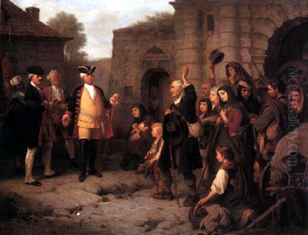 Empfang der Salzburger Protestanten durchKonig Friedrich Wilhelm I.in Berlin am Leipziger Tor am 30.April 1732 Oil Painting by Konstantin Cretius