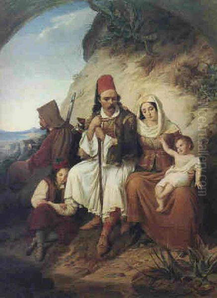 Griechische Familie auf der Rast Oil Painting by Konstantin Cretius