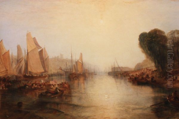 East Cowes Castle, the Seat of John Nash, Esq.; the Regatta Starting for their Moorings. Oil Painting by J. M. W. Turner