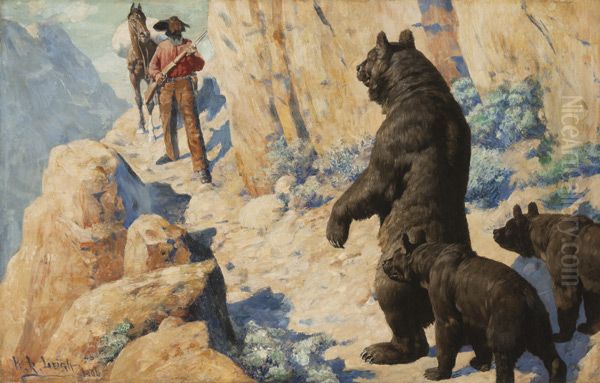 Bears in the Path (Surprise) Oil Painting by William Robinson Leigh