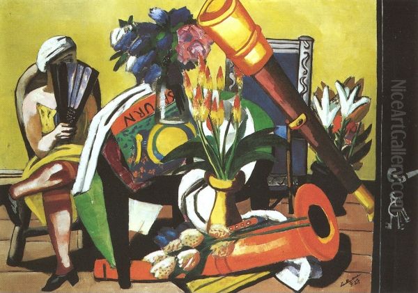 Grosses Stilleben mit Fernrohr Oil Painting by Max Beckmann