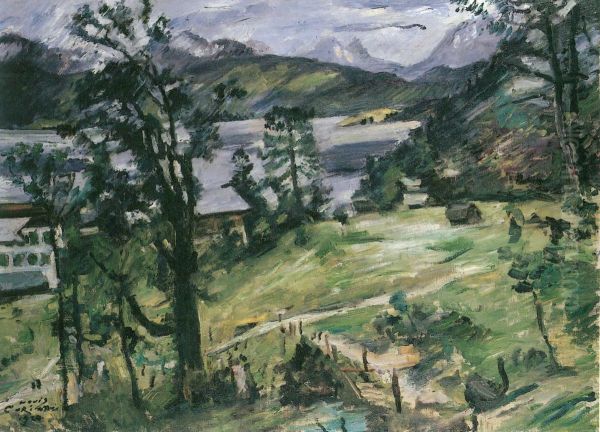 Walchenseelandschaft mit Larche Oil Painting by Lovis Corinth