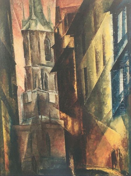 Roter Turm II Oil Painting by Lyonel Feininger