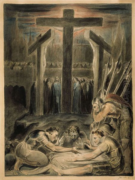 Soldiers Casting Lots for Christ's Garments Oil Painting by William Blake