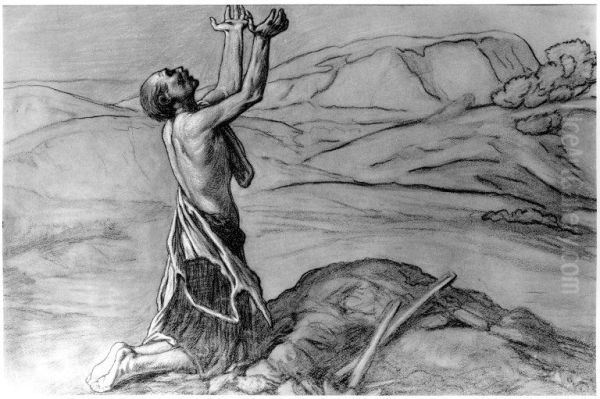 Study for Prayer for Death in the Desert Oil Painting by Elihu Vedder