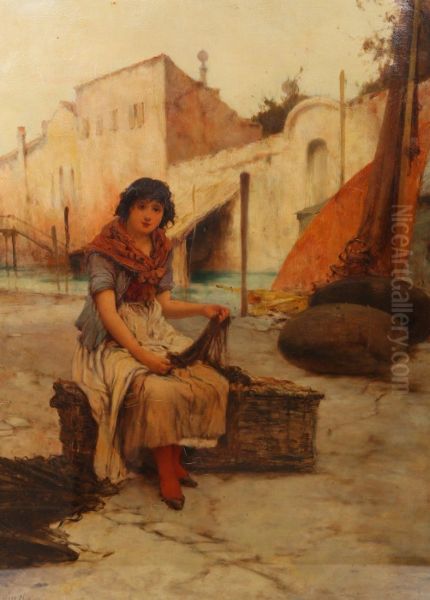 Neapolitan Fisher Girl Oil Painting by Oliver Rhys