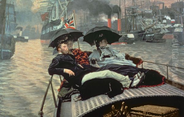 On the Thames Oil Painting by James Tissot