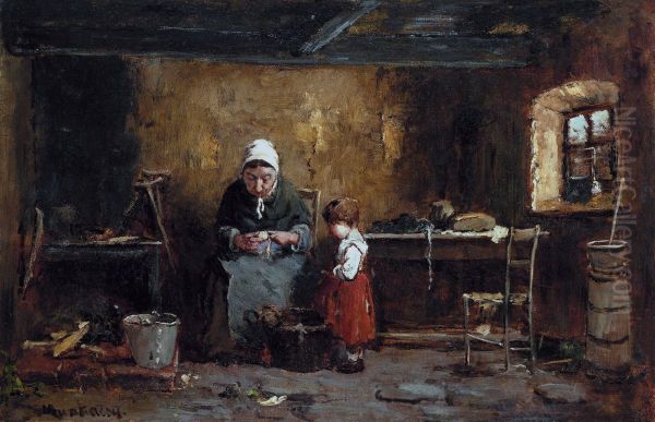 In the Kitchen Oil Painting by Mihaly Munkacsy