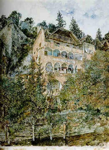 Lois Gerl's House, Salzburg Oil Painting by Rudolf von Alt