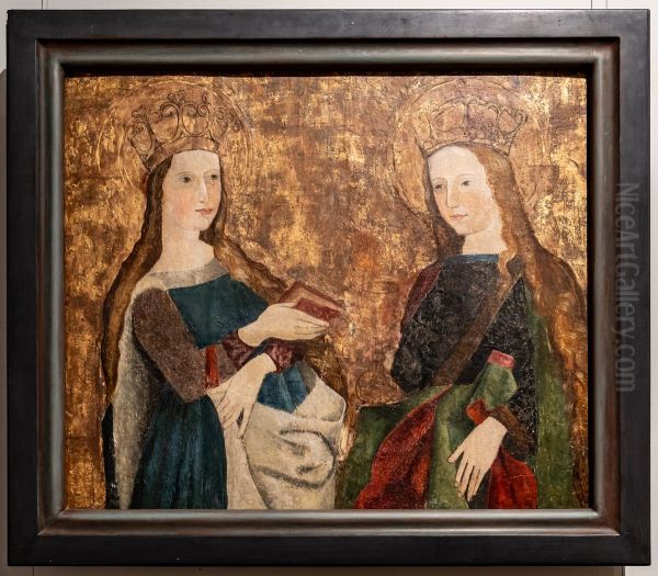 Katharina von Alexandrien (?) und Barbara von Nikomedien Oil Painting by Swabia