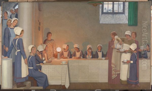 Orphans Oil Painting by Frederick Cayley Robinson