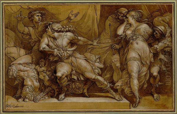 Achilles and Briseis Oil Painting by Giuseppe Cades