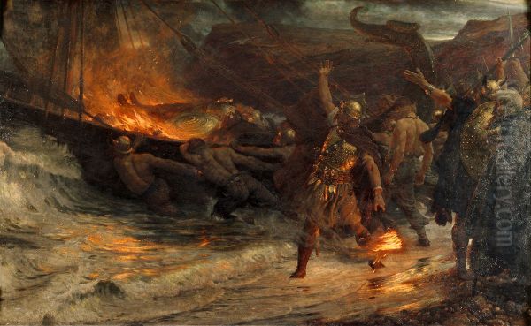 The Funeral of a Viking Oil Painting by Frank Bernard Dicksee