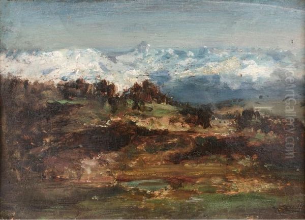 View of the Snowcapped Alps Oil Painting by Narcisse Virgilio Diaz