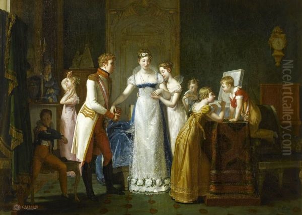 Adieux de Marie-Louise a sa famille, 13 mars 1810 Oil Painting by Pauline Auzou