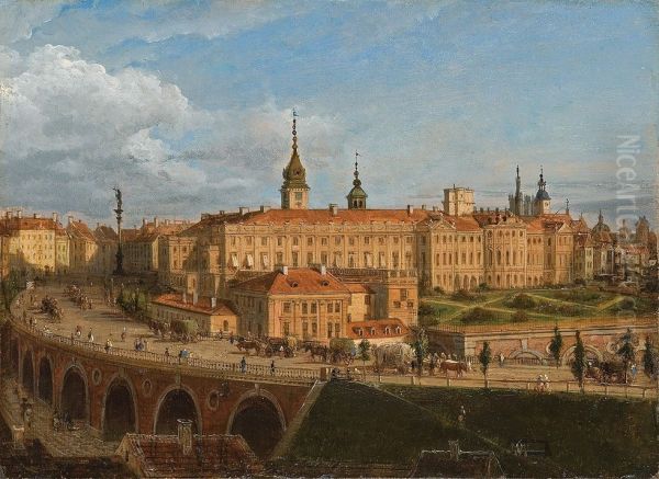 Widok na Zamek Krolewski, Plac Zamkowy z kolumna Zygmunta oraz Nowy Zjazd Oil Painting by Jan Sejdlitz