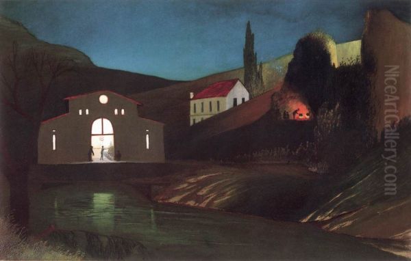 Electric Station at Jajce at Night Oil Painting by Tivadar Csontvary Kosztka