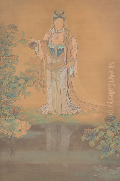 Reflection in the Water Oil Painting by Hishida Shunso