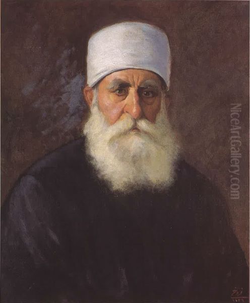 Portrait de Cheikh Said Hamdane. Oil Painting by Moustafa Farroukh