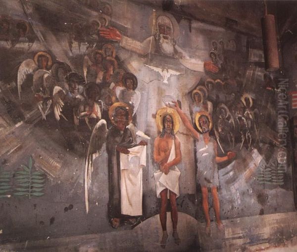 Baptism of Christ Oil Painting by Vilmos Aba-Novak