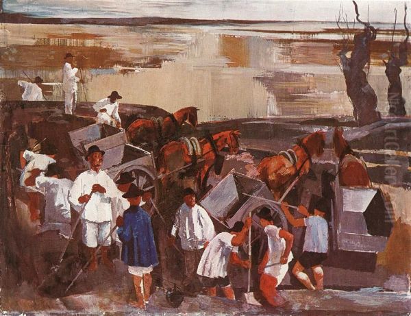 Navvies Oil Painting by Vilmos Aba-Novak