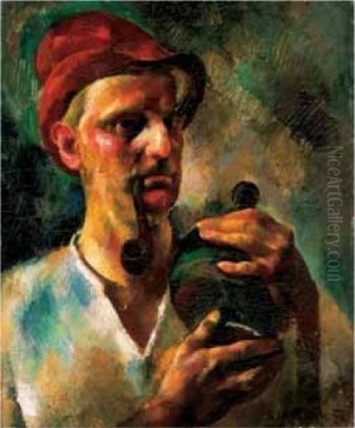 Self-portrait (1926) Oil Painting by Vilmos Aba-Novak