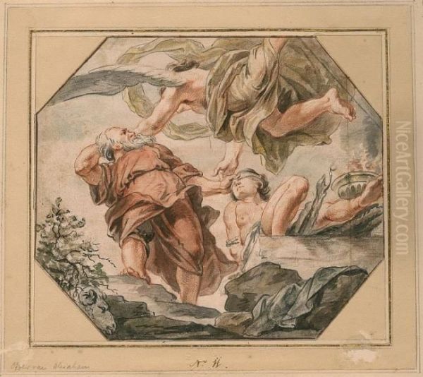 An angel restraints Abraham from sacrifycing Isaac  (Genesis 22:10-12) Oil Painting by Peter Paul Rubens