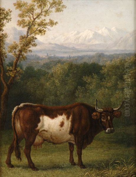 Italienische Landschaft mit Kuh Oil Painting by Jacob Philipp Hackert