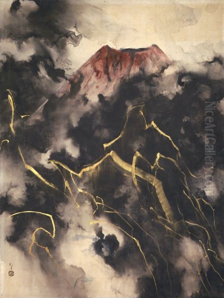 Choleric Fuji Oil Painting by Kawabata Ryushi