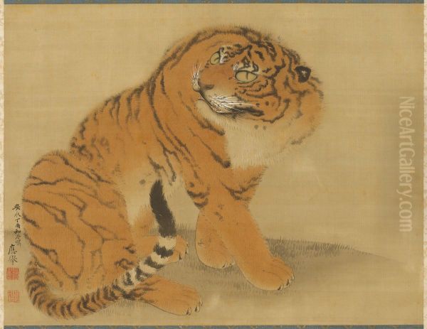 Sitting Tiger Oil Painting by Maruyama Okyo