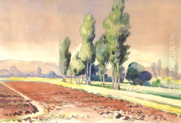 A View From the Bekaa. Oil Painting by Moustafa Farroukh