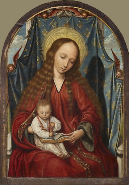 Madonna with child on her Lap Oil Painting by Quinten Metsys