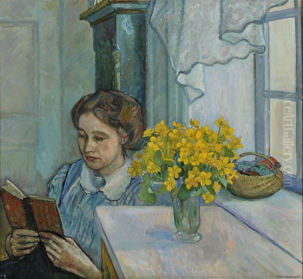 Lydia is reading Oil Painting by Oluf Wold-Torne