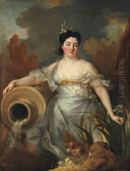 Portrait of Francoise Marguerite Claire Boudeville, Marquise de La Frezeliere Oil Painting by Nicolas de Largilliere