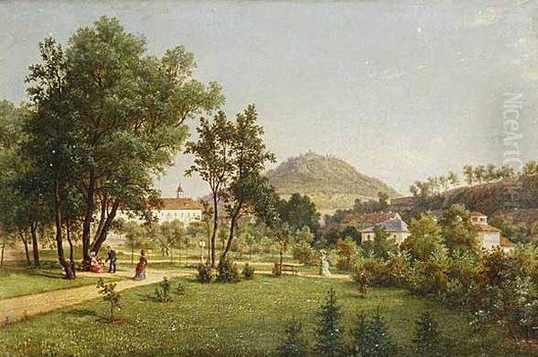 A View of the Doubravka from theTepliceChateau Park Oil Painting by Ernst Gustav Doerell