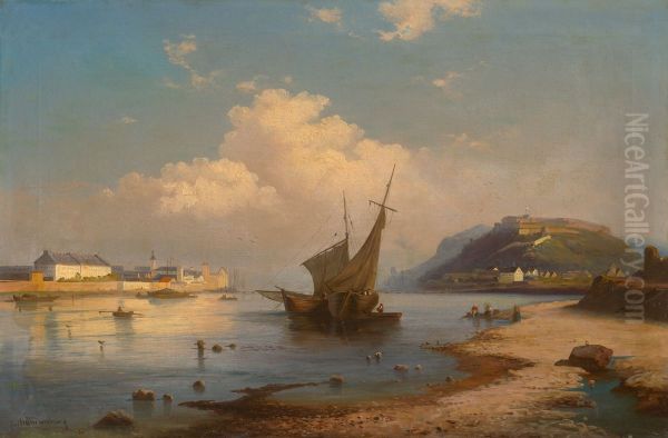 View of Koblenz and the Ehrenbreitstein Oil Painting by Wilhelm Brandenburg