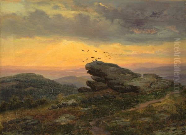 Harz landscape Oil Painting by Heinrich Brandes