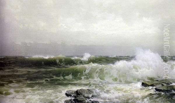 Breakers at Beaver Tail, Narragansett Bay Oil Painting by William Trost Richards