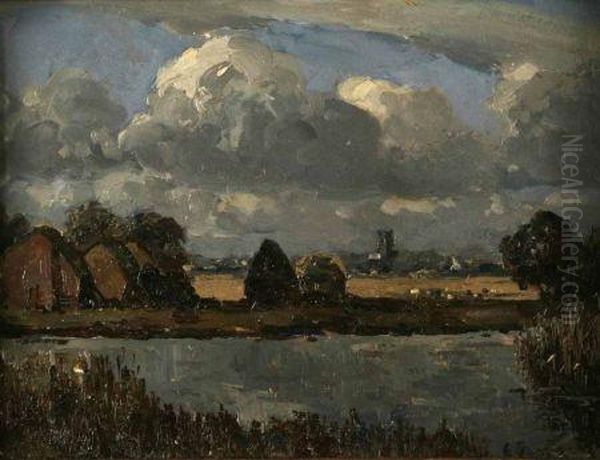 Pettingell Ferry On Waveney Oil Painting by Archibald Campbell