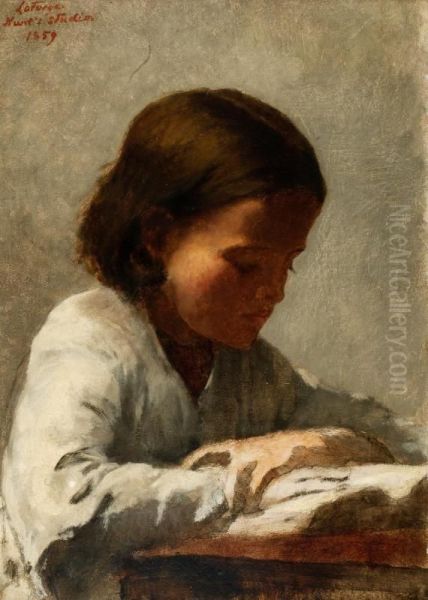 Study of Boy Oil Painting by John La Farge