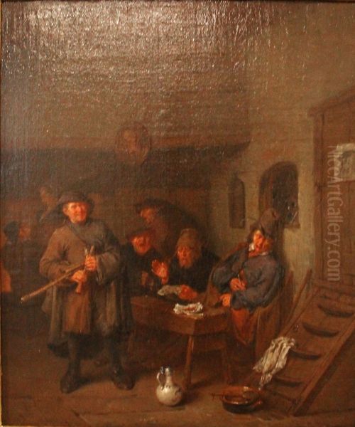 interno di osteria con suonatore di zampogna Oil Painting by Egbert Van Heemskerck