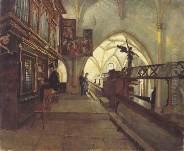 Auf dem Kirchenchor der Lienzer Pfarrkirche St. Andra Oil Painting by Albin Egger-Lienz