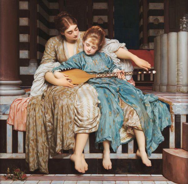 Lecon de musique Oil Painting by Frederic Leighton