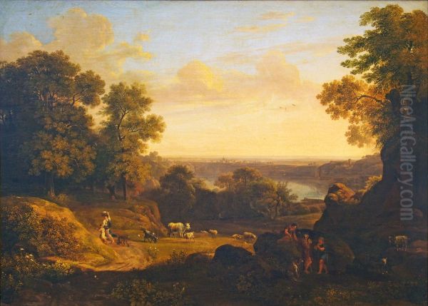 Landschaft mit Nemi-See Oil Painting by Jacob Philipp Hackert